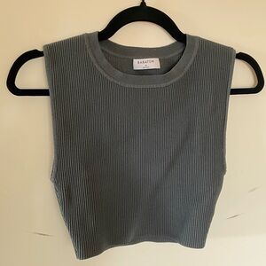 Babaton Gray Sculp Knit Ribbed Women's Top Medium Cropped Tank Aritzia